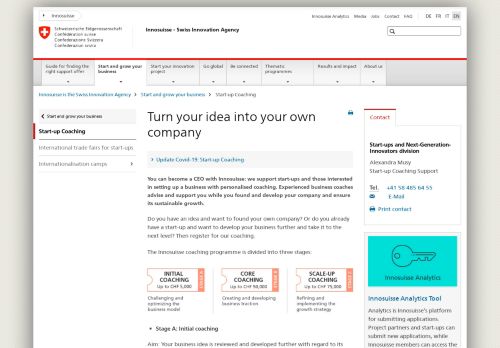 
                            4. Turn your idea into your own company - Innosuisse