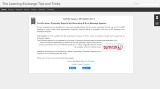 
                            13. Turnitin Issue | 4th March 2014 | The Learning Exchange Tips and Tricks
