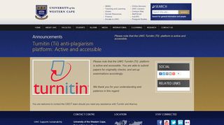 
                            6. Turnitin (Tii) anti-plagiarism platform: Active and accessible - UWC