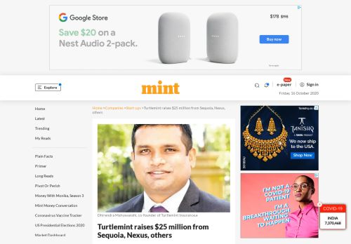 
                            7. Turtlemint raises $25 million from Sequoia, Nexus, others - Livemint