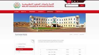 
                            7. Tution Fees - Waljat College of Applied Sciences