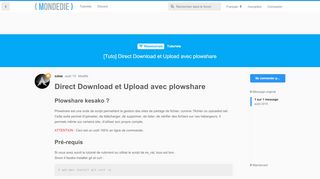 
                            11. [Tuto] Direct Download et Upload avec plowshare - mondedie.fr