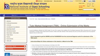 
                            3. Tutor Marked Assignment (TMA) - Online Submission of the ... - NIOS