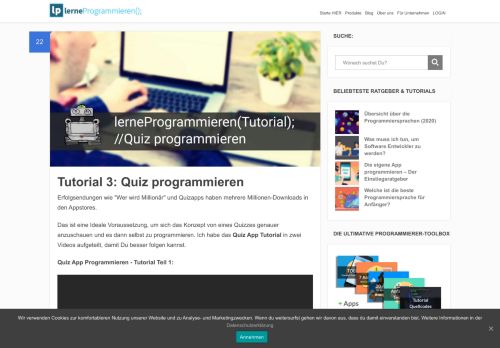 
                            7. Tutorial 3: Quiz programmieren - Lerne Programmieren