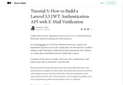
                            3. Tutorial 5: How to Build a Laravel 5.5 JWT Authentication ...