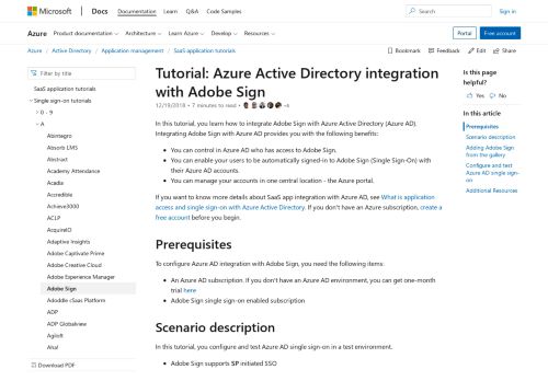 
                            11. Tutorial: Azure Active Directory integration with Adobe Sign | Microsoft ...