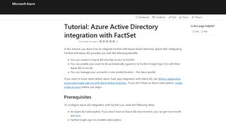 
                            12. Tutorial: Azure Active Directory integration with FactSet | Microsoft Docs