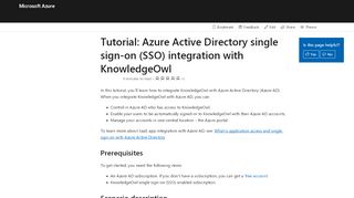 
                            8. Tutorial: Azure Active Directory integration with KnowledgeOwl ...