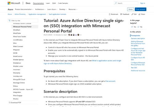 
                            6. Tutorial: Azure Active Directory integration with Mimecast Personal ...