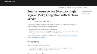 
                            10. Tutorial: Azure Active Directory integration with Tableau Server ...