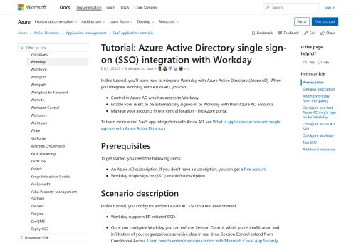 
                            4. Tutorial: Azure Active Directory integration with Workday | Microsoft Docs