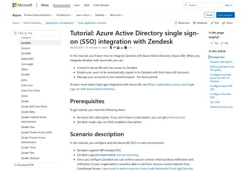 
                            13. Tutorial: Azure Active Directory integration with Zendesk | Microsoft ...
