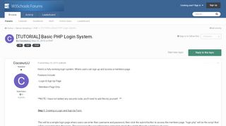 
                            8. [TUTORIAL] Basic PHP Login System. - PHP - W3Schools Forum