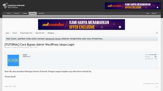 
                            3. [TUTORIAL] Cara Bypass Admin WordPress tanpa Login | Indonesia ...