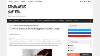 
                            3. Tutorial Deface Teknik Bypass Admin Login - Developer Gaptek