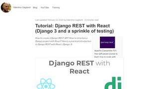 
                            8. Tutorial: Django REST with React (Django 2.0 and a sprinkle of testing)