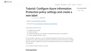 
                            2. Tutorial - Edit the Azure Information Protection policy and create a new ...