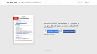 
                            9. Tutorial handout: Introduction to Using COCA (Corpus of ...