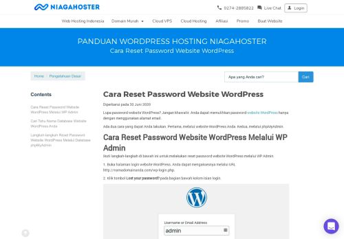 
                            7. Tutorial Lupa Password WordPress dan Cara Resetnya | Niagahoster