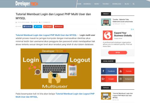 
                            2. Tutorial Membuat Login dan Logout PHP Multi User dan MYSQL ...