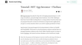 
                            13. Tutorial : MIT App Inventor + Firebase – Romin Irani's Blog