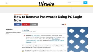 
                            3. Tutorial on How to Remove Passwords Using PC Login Now - Lifewire