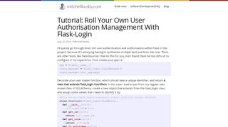 
                            7. Tutorial: Roll Your Own User Authorisation Management With Flask ...