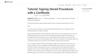 
                            11. Tutorial: Signing Stored Procedures with a Certificate - SQL Server ...