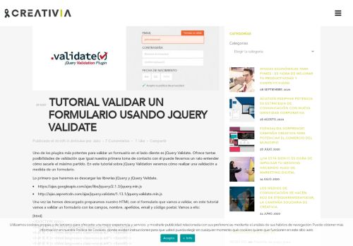 
                            10. Tutorial validar un formulario usando jQuery Validate - Creativia ...