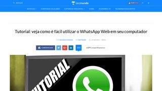 
                            2. Tutorial: veja como é fácil utilizar o WhatsApp Web em seu - TecMundo