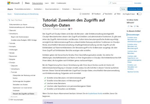 
                            4. Tutorial: Zuweisen des Zugriffs mit Cloudyn in Azure | Microsoft Docs