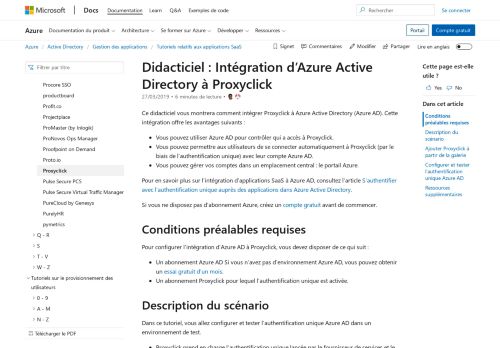 
                            13. Tutoriel : Intégration d'Azure Active Directory à Proxyclick | Microsoft ...