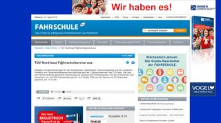 
                            3. TÜV Nord baut F@hrschulservice aus - Fahrschule Online