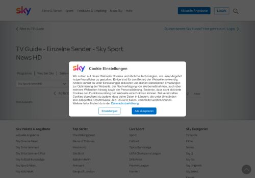 
                            10. TV Guide - Einzelne Sender - Sky Sport News HD - Sky - TV Guide
