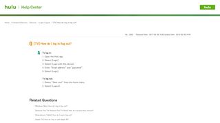 
                            10. [TV] How do I log in/log out? | Hulu Help Center