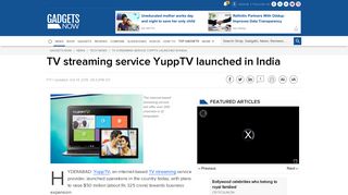
                            9. TV streaming service YuppTV launched in India - Latest News ...