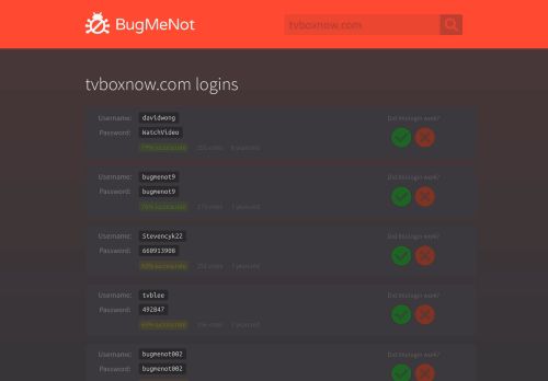 
                            4. tvboxnow.com passwords - BugMeNot