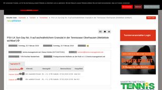 
                            9. TVPro-online.de - Das Turnierportal - Turnierliste - PSV LK Sun-Day ...