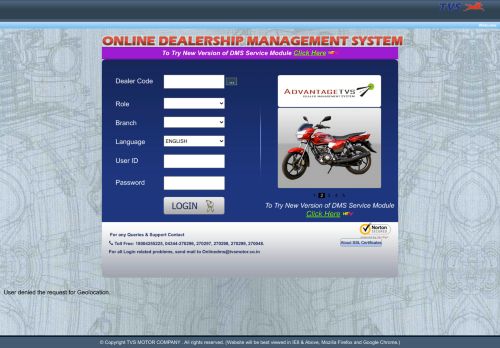 
                            6. TVS Dealership Management - Login