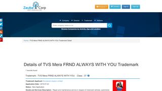 
                            7. TVS Mera FRND ALWAYS WITH YOU Trademark Detail | Zauba Corp