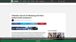 
                            5. TVSmiles: Durch TV-Werbung mit Hack einfach Geld verdienen? – GIGA