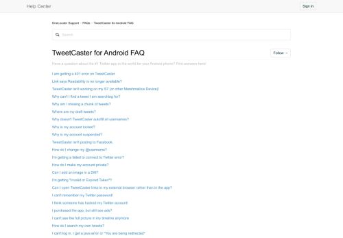 
                            7. TweetCaster for Android FAQ – OneLouder Support
