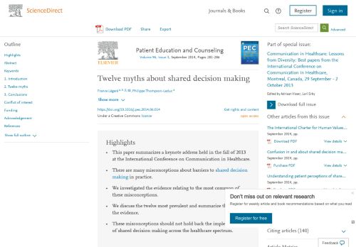
                            10. Twelve myths about shared decision making - ScienceDirect