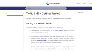 
                            8. Twilio SMS - Getting Started | Customer.io