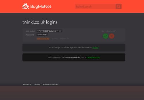 
                            5. twinkl.co.uk passwords - BugMeNot