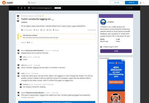 
                            3. Twitch constantly logging out ,_, : Twitch - Reddit