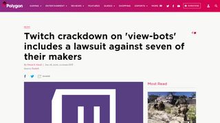
                            8. Twitch crackdown on 'view-bots' includes a lawsuit against seven of ...