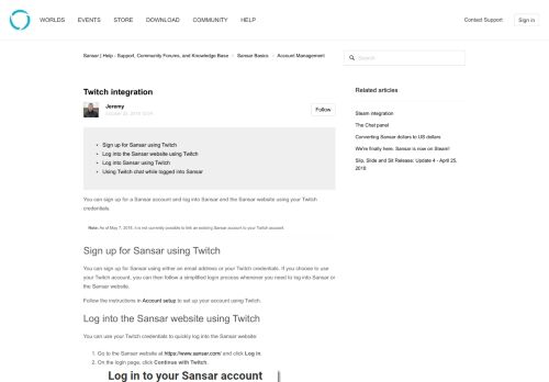 
                            12. Twitch integration – Sansar | Help - Support, Community Forums ...