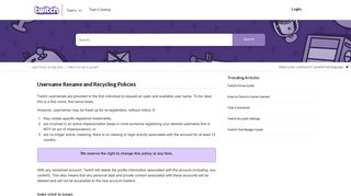 
                            7. Twitch | Username Rename and Recycling Policies