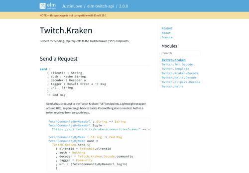 
                            13. Twitch.Kraken - elm-twitch-api 2.0.0 - Elm Packages